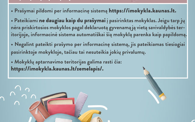 Informacija tėvams apie priėmimą į mokyklas